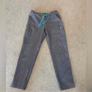Figs Graphite Pants with Teal Drawstring